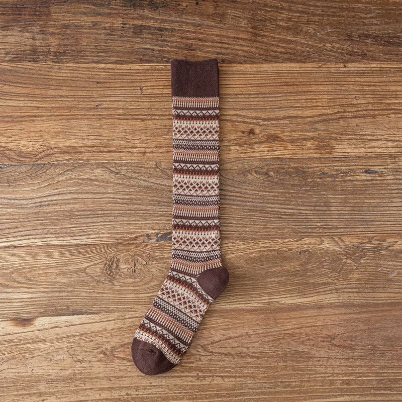 Socks Women's Middle and High Tube Calf and Knee Socks Ins Ethnic Style Net Red Style Harajuku Mori Striped Cotton Socks - V.I.P Digital Presence