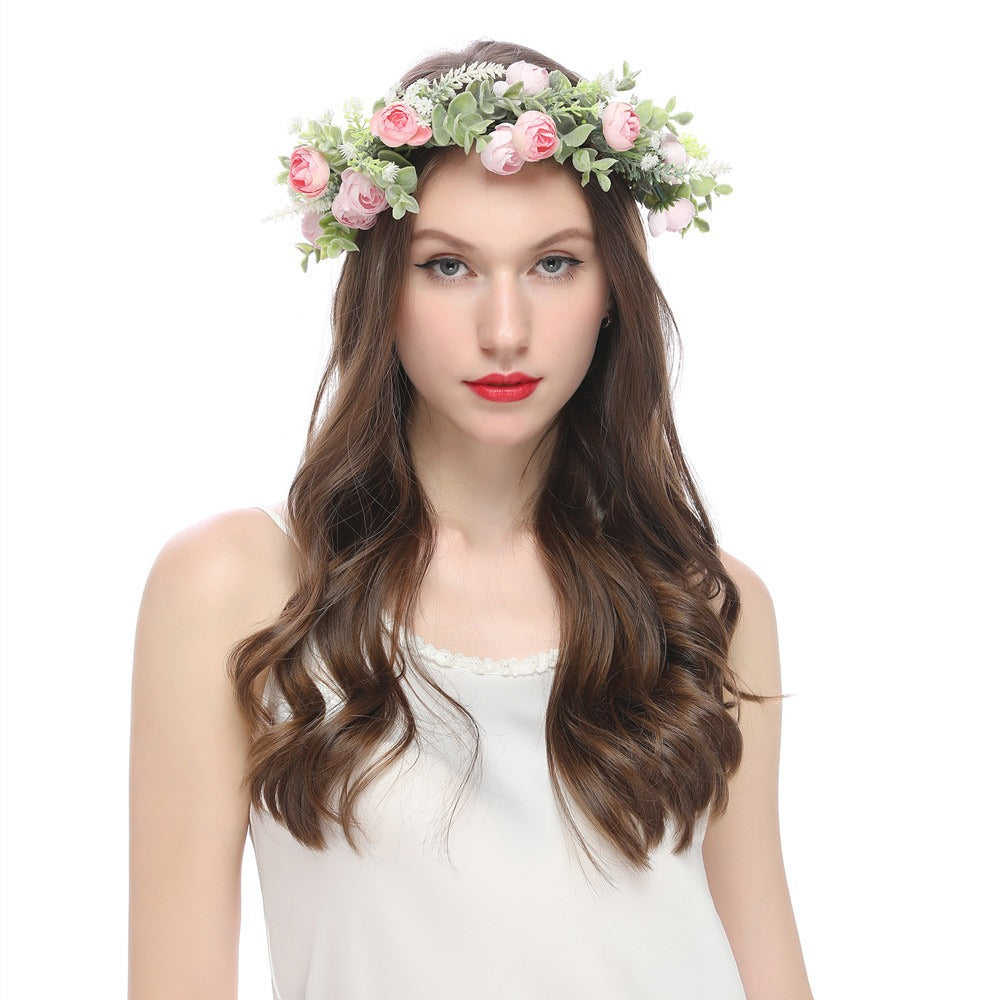 Forest style bride and bridesmaid flower wreath headband seaside vacation wreath headband - V.I.P Digital Presence
