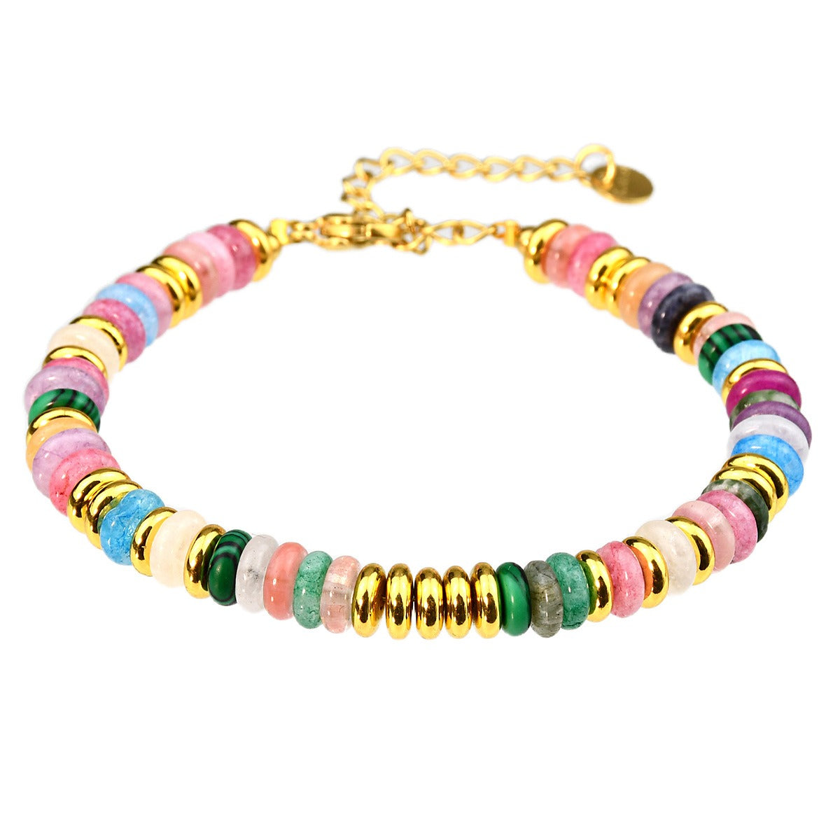 Ins style dopamine colored natural stone bead bracelet for women niche and high-end non fading crystal bracelet - V.I.P Digital Presence