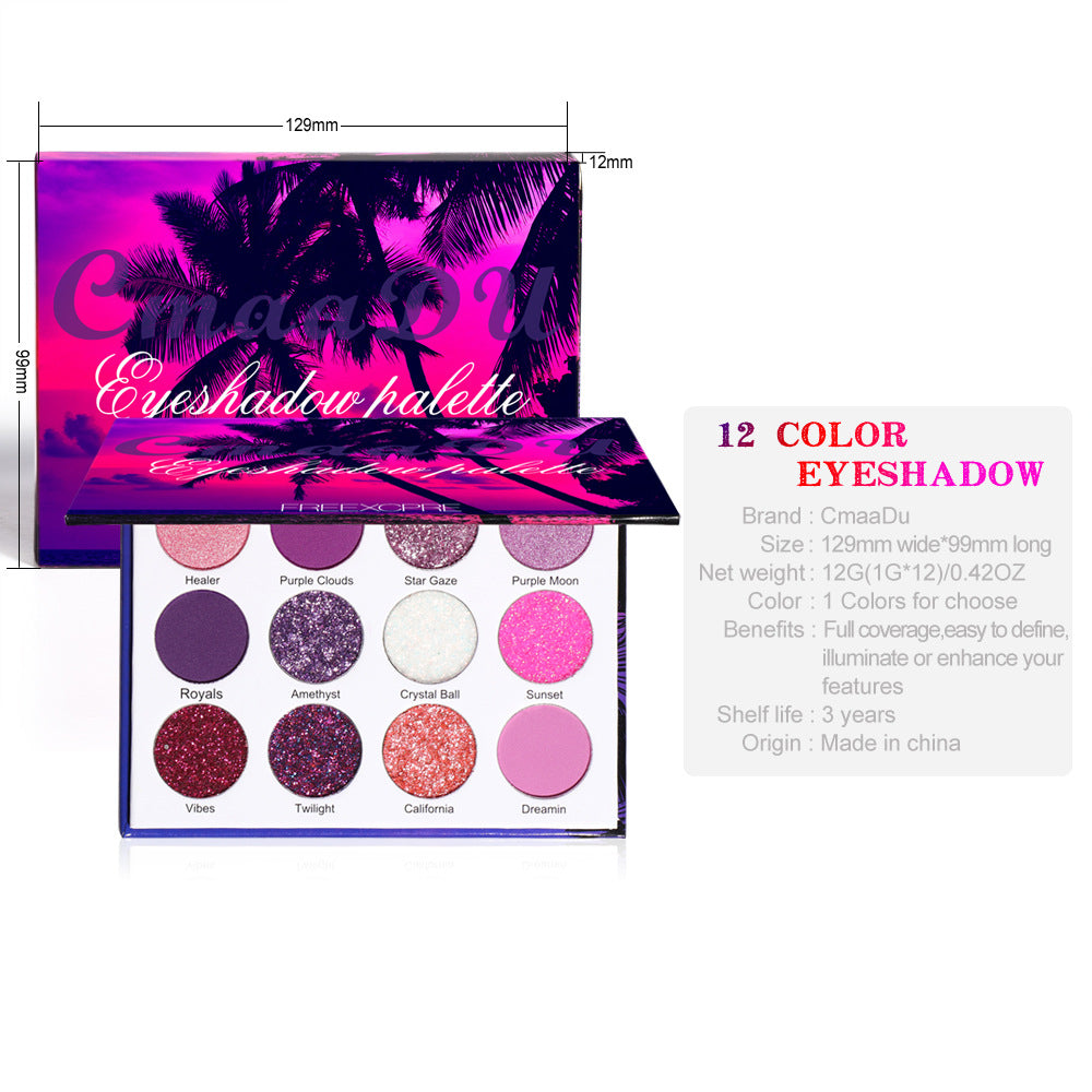 CmaaDu 12 Color Eyeshadow Palette Shiny Eyeshadow Makeup Matte and Metallic Glitter Makeup - V.I.P Digital Presence