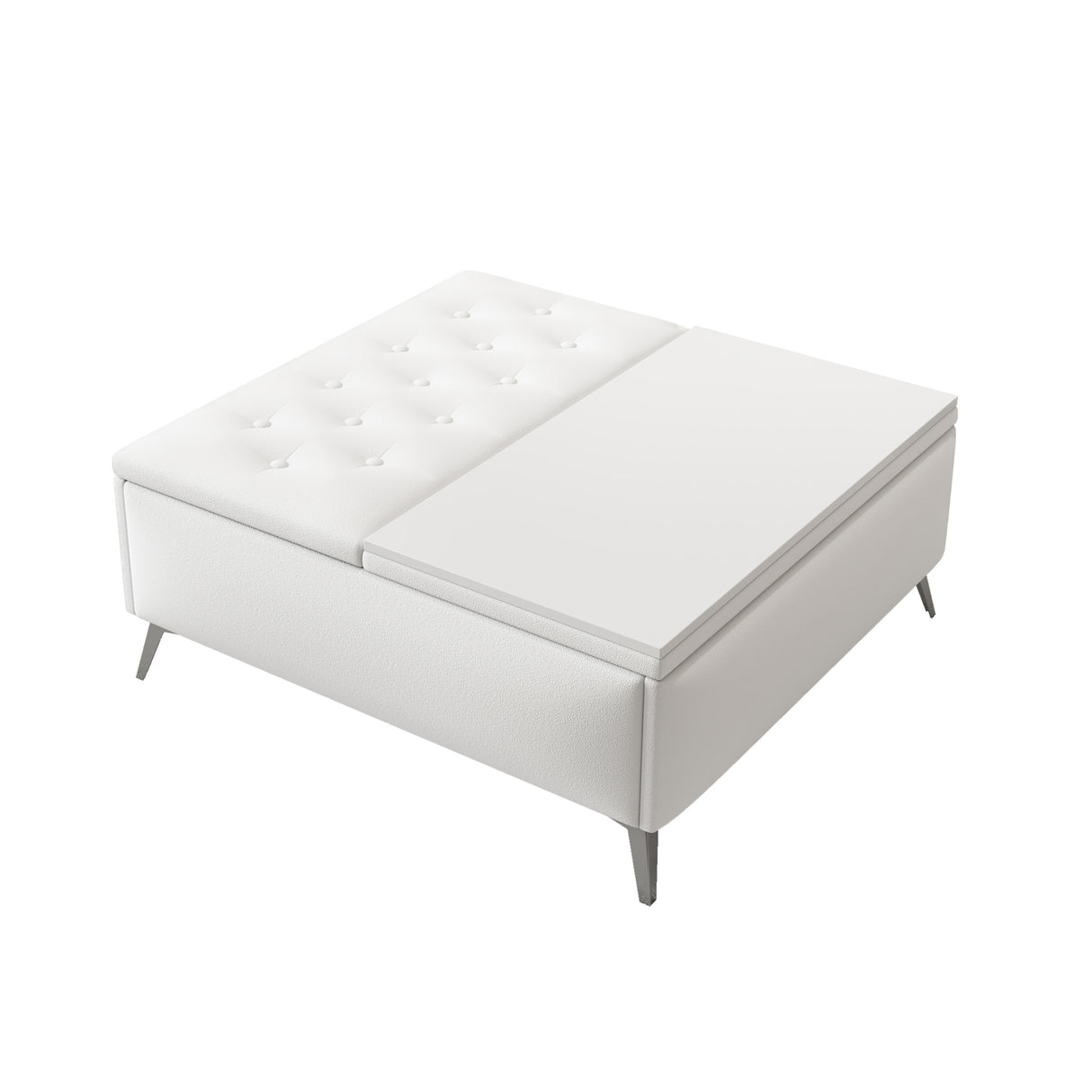 35 inch Wide Square storage benches Coffee Table with Lift Top Oversized Storage Ottoman in Upholstered for Living Room - V.I.P Digital Presence