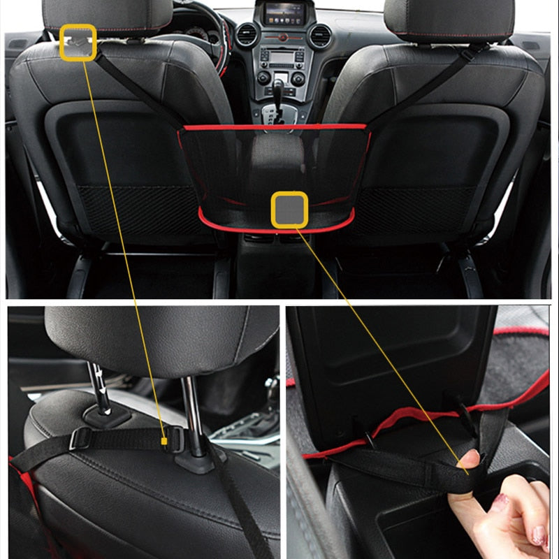 Car Net Pocket Handbag Holder Universal Multifunction Car Organizer Seat Gap Storage Mesh Pocket Interior Accessories - V.I.P Digital Presence