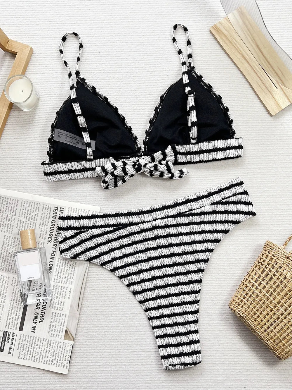 Striped V-Neck Two-Piece Swim Set - V.I.P Digital Presence