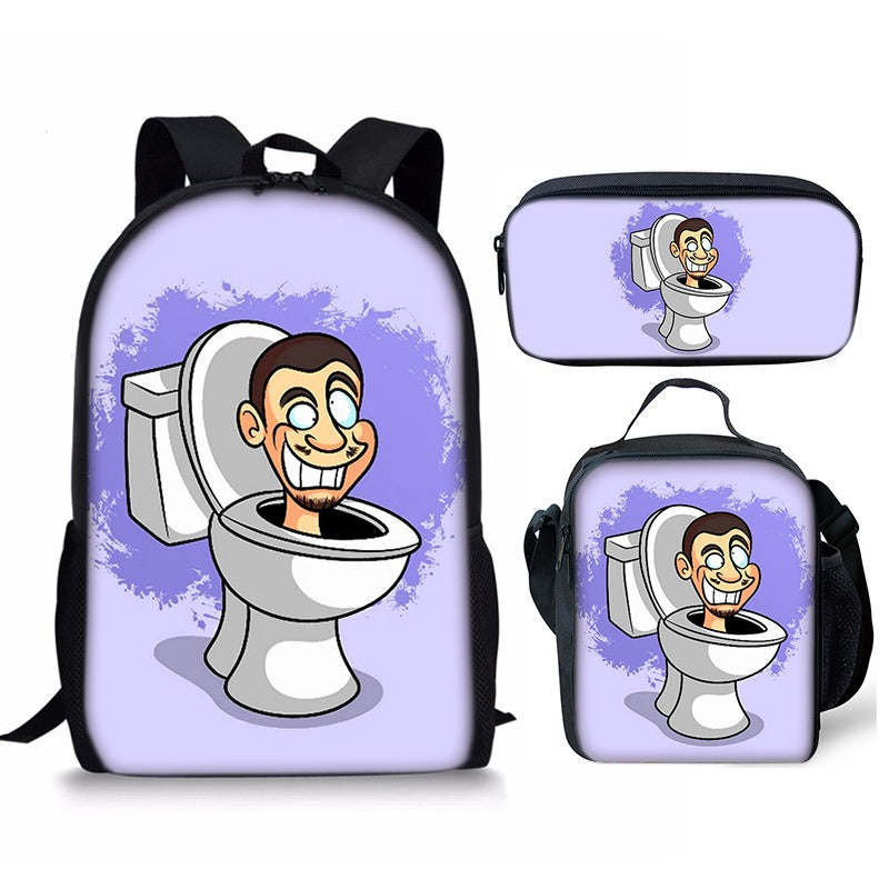 New 3PC-SET Skibidi Toilet Man Backpack Custom Game Peripheral Schoolbags For Primary Secondary School Teenage - V.I.P Digital Presence