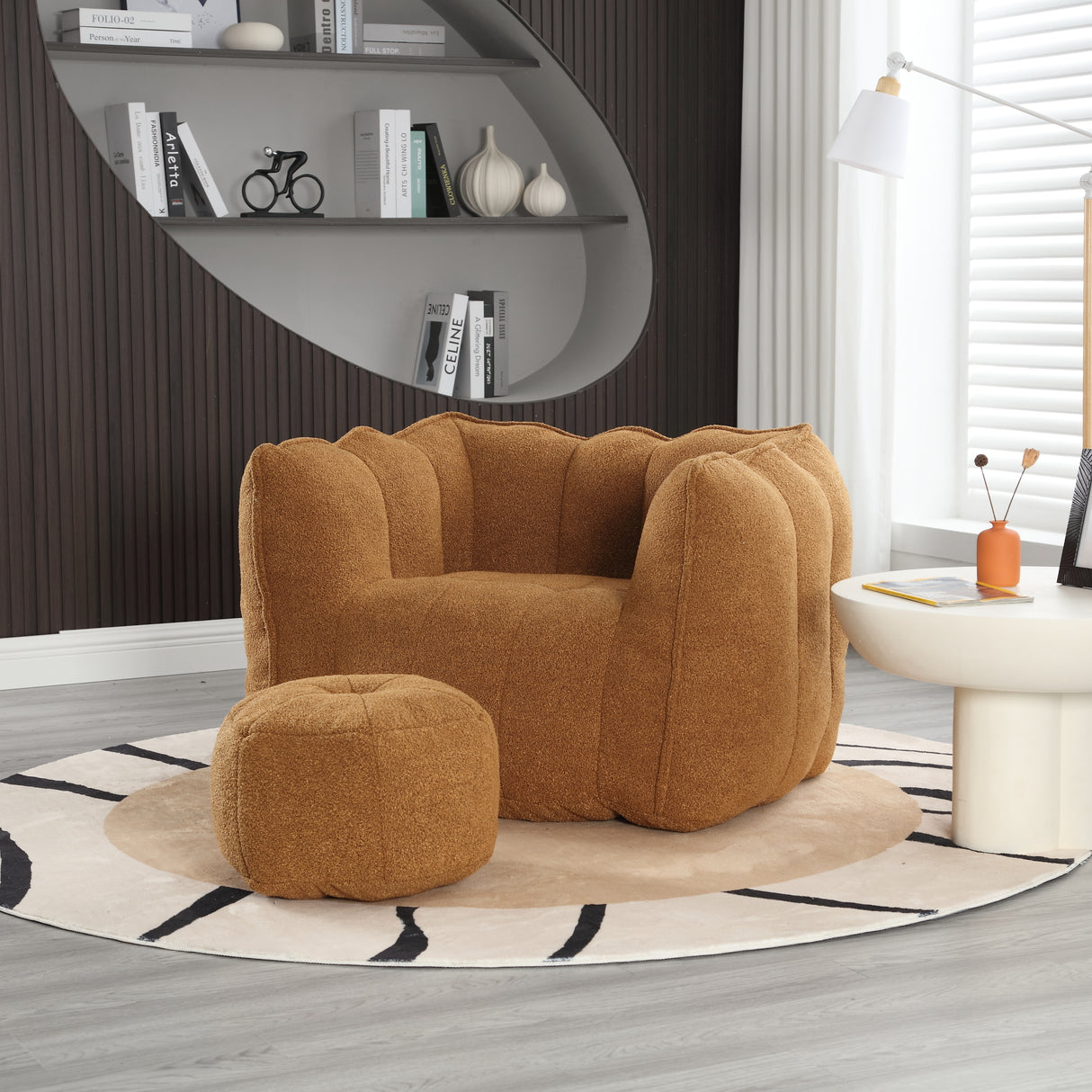 Soft Bean Bag Chair with High Resilient Foam(Chips)for living room and bedroom Comfortable Square Lazy Sofa with Footstool - V.I.P Digital Presence