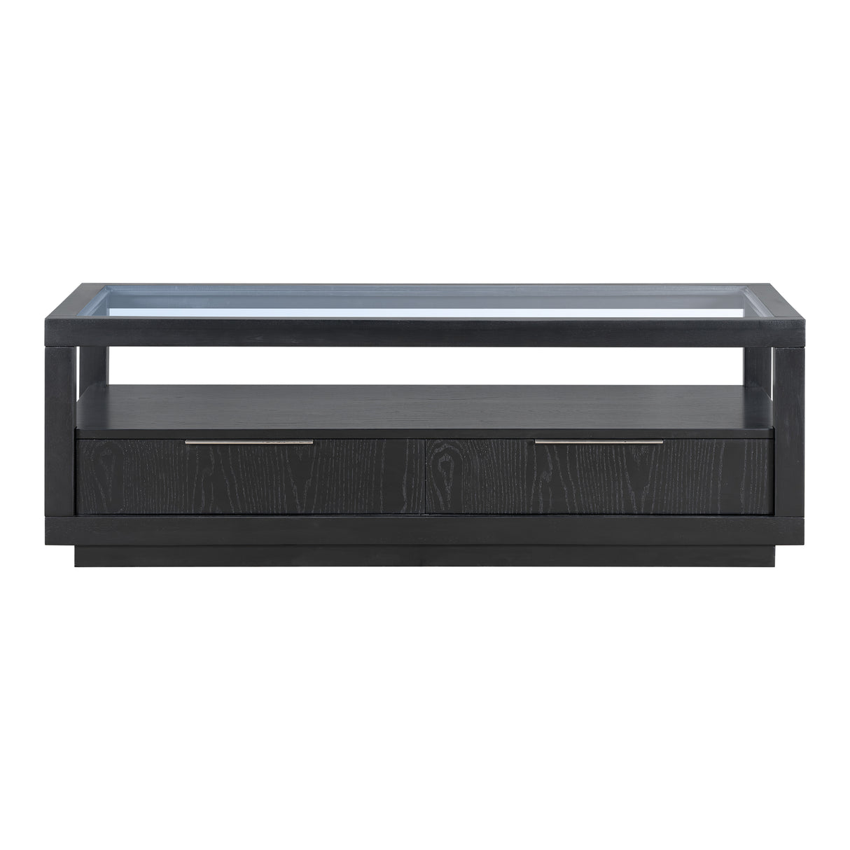 U-Can modern wooden coffee table with 2 drawers and minimalist display coffee table with transparent tempered glass - V.I.P Digital Presence