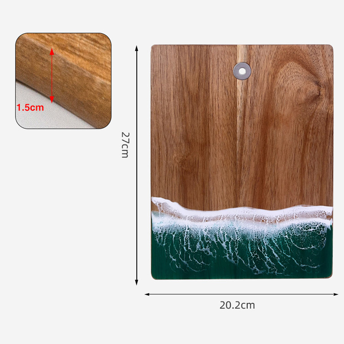 Wood Cutting Board Resin Blue green Wave Pattern - V.I.P Digital Presence