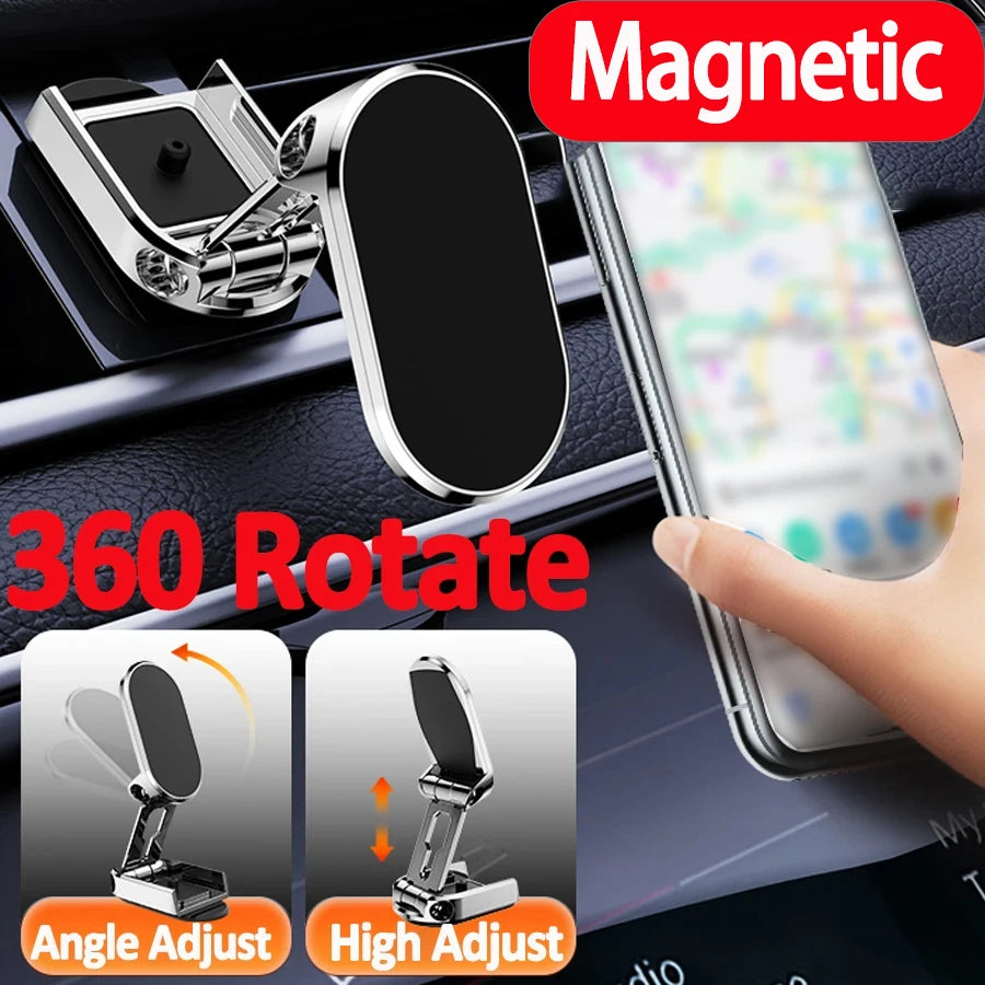 New Car Magnetic Phone Holder Folding Strong Magnet Mount Mobile Phone Metal Stand GPS Support for IPhone 13 12 Xiaomi Samsung - V.I.P Digital Presence