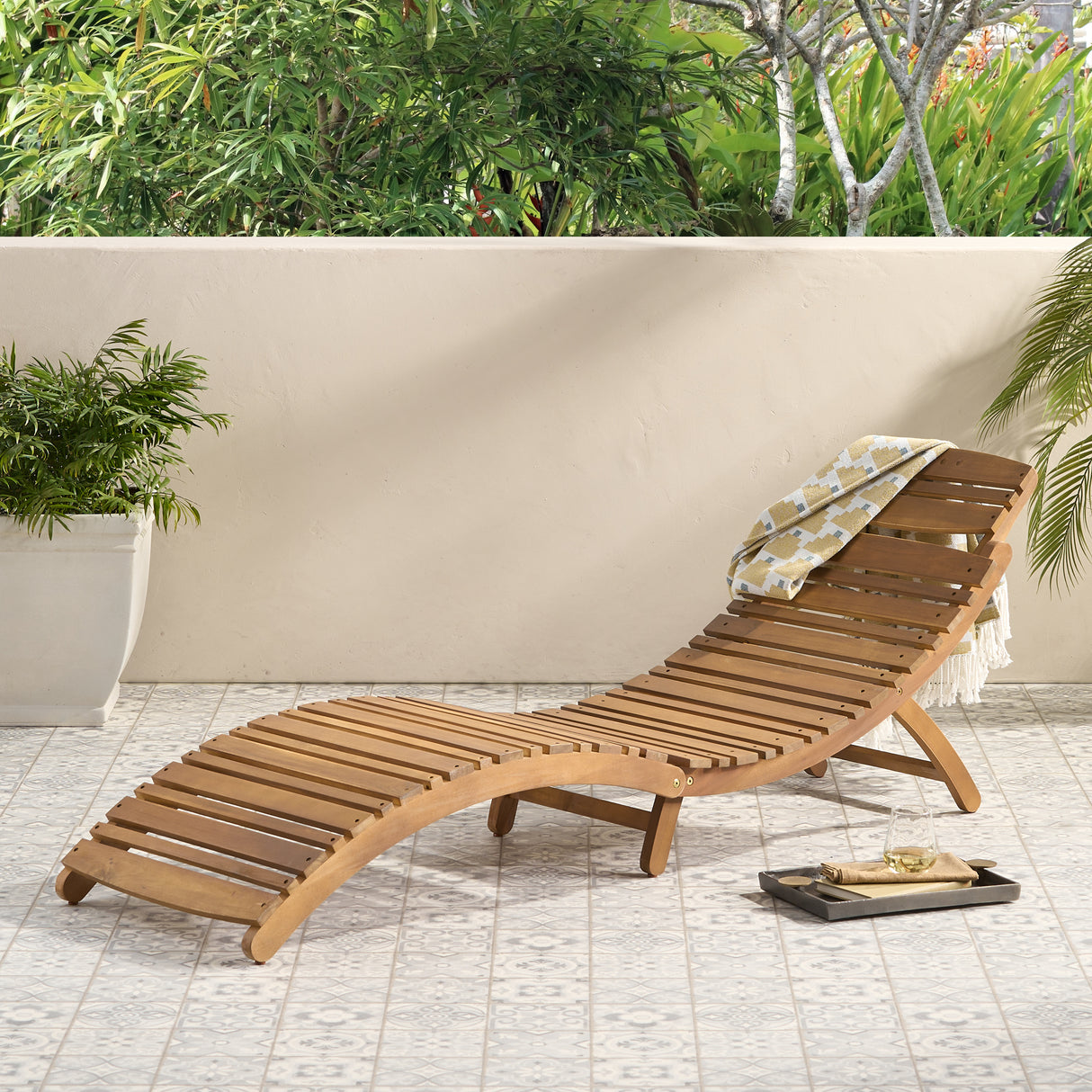 LAHAINA WOOD FOLDABLE CHAISE LOUNGE - V.I.P Digital Presence