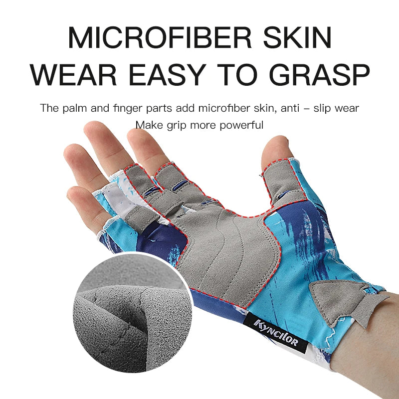 Guantes de pesca para hombre y mujer, antideslizantes, de medio dedo, con protección UV, ligeros, transpirables, para deportes al aire libre, pesca y navegación.