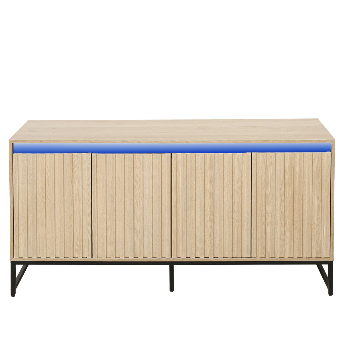 Engraved 4-door side panel with LED, self-service cabinet storage cabinet, modern coffee bar cabinet with adjustable shelves - V.I.P Digital Presence