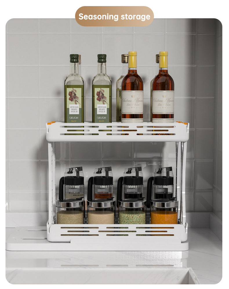 Pull out Rotating Spice Rack Organizer for Cabinet Rotate Makeup Organizer Slide Bottle Box Holder Plastic Seasoning Spice Rack - V.I.P Digital Presence