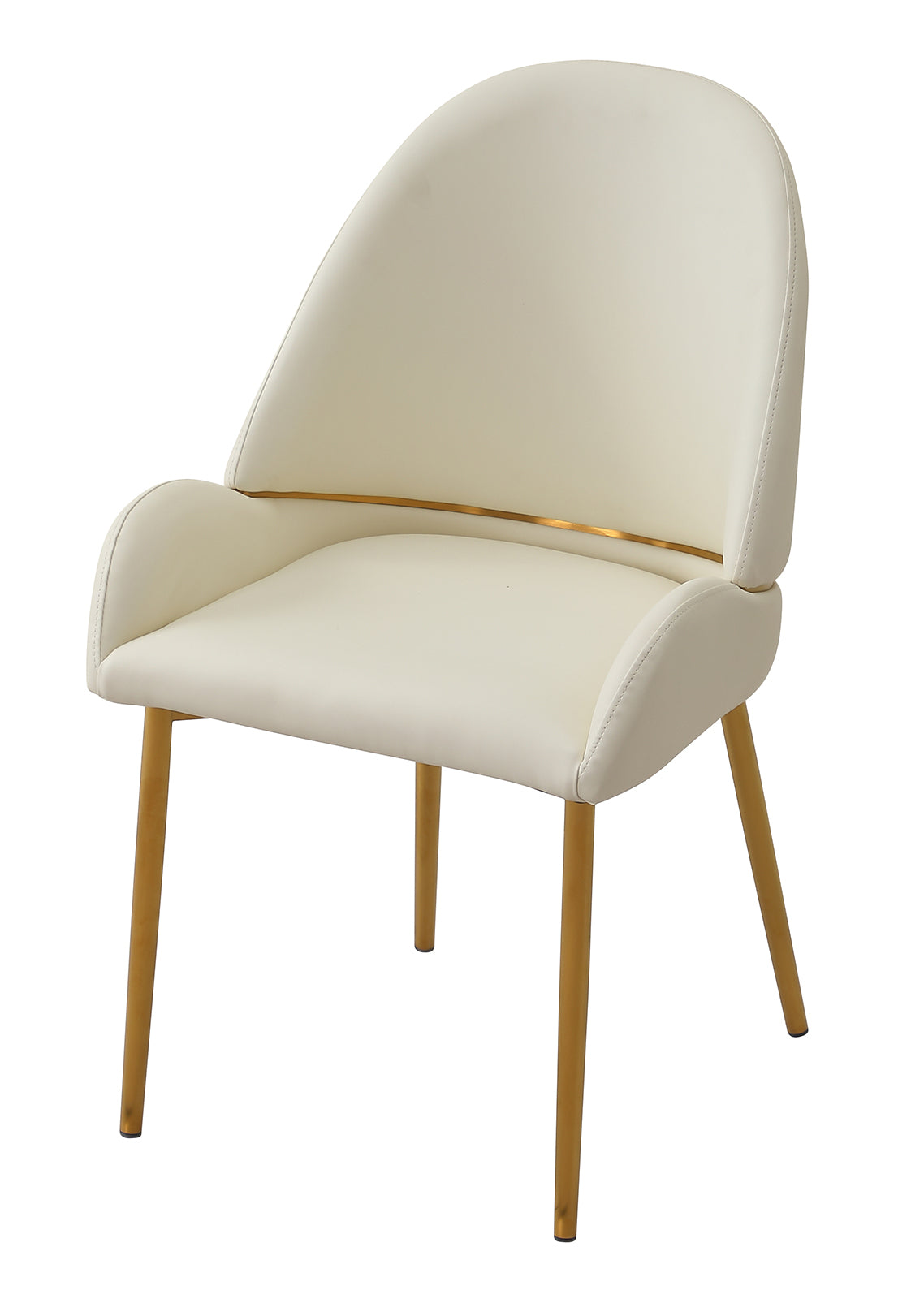 Dining Chair with PU Leather Beige color metal legs (Set of 2)(Foam + Beige + Meta) - V.I.P Digital Presence