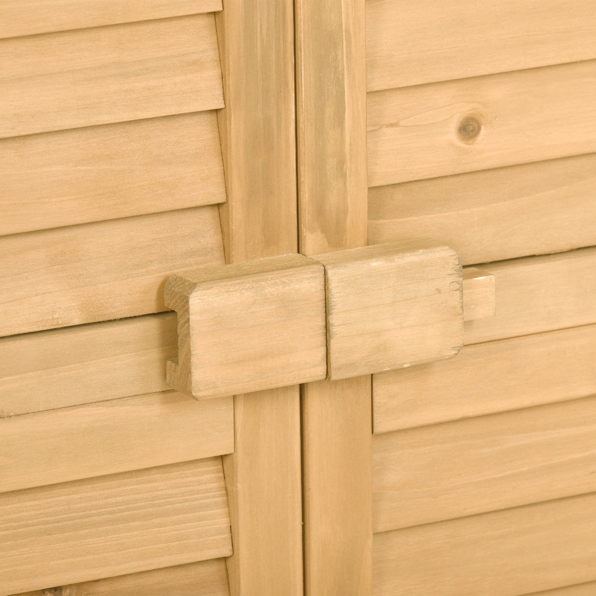 Wooden Garden Shed 3-tier Patio Storage Cabinet Outdoor Organizer Wooden Lockers with Wood (Natural Wood Color -Shutter Design) - V.I.P Digital Presence