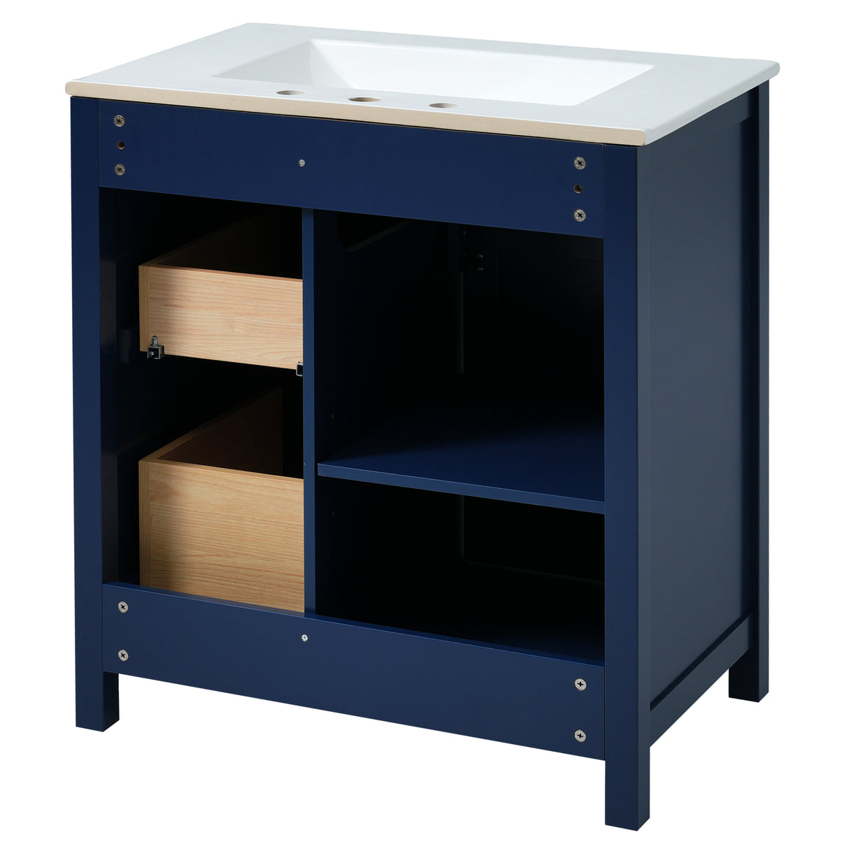 30-Inch Blue Bathroom Vanity with Ceramic Sink and Ample Storage - Ideal Choice for Small Bathrooms - V.I.P Digital Presence