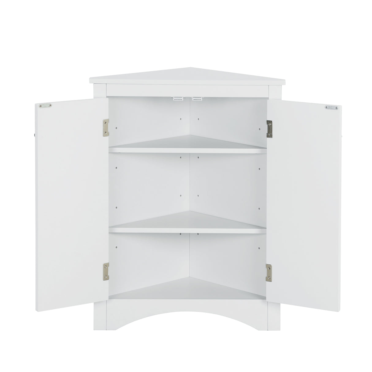 White Triangle Bathroom Storage Cabinet with Adjustable Shelves, Freestanding Floor Cabinet for Home Kitchen - V.I.P Digital Presence
