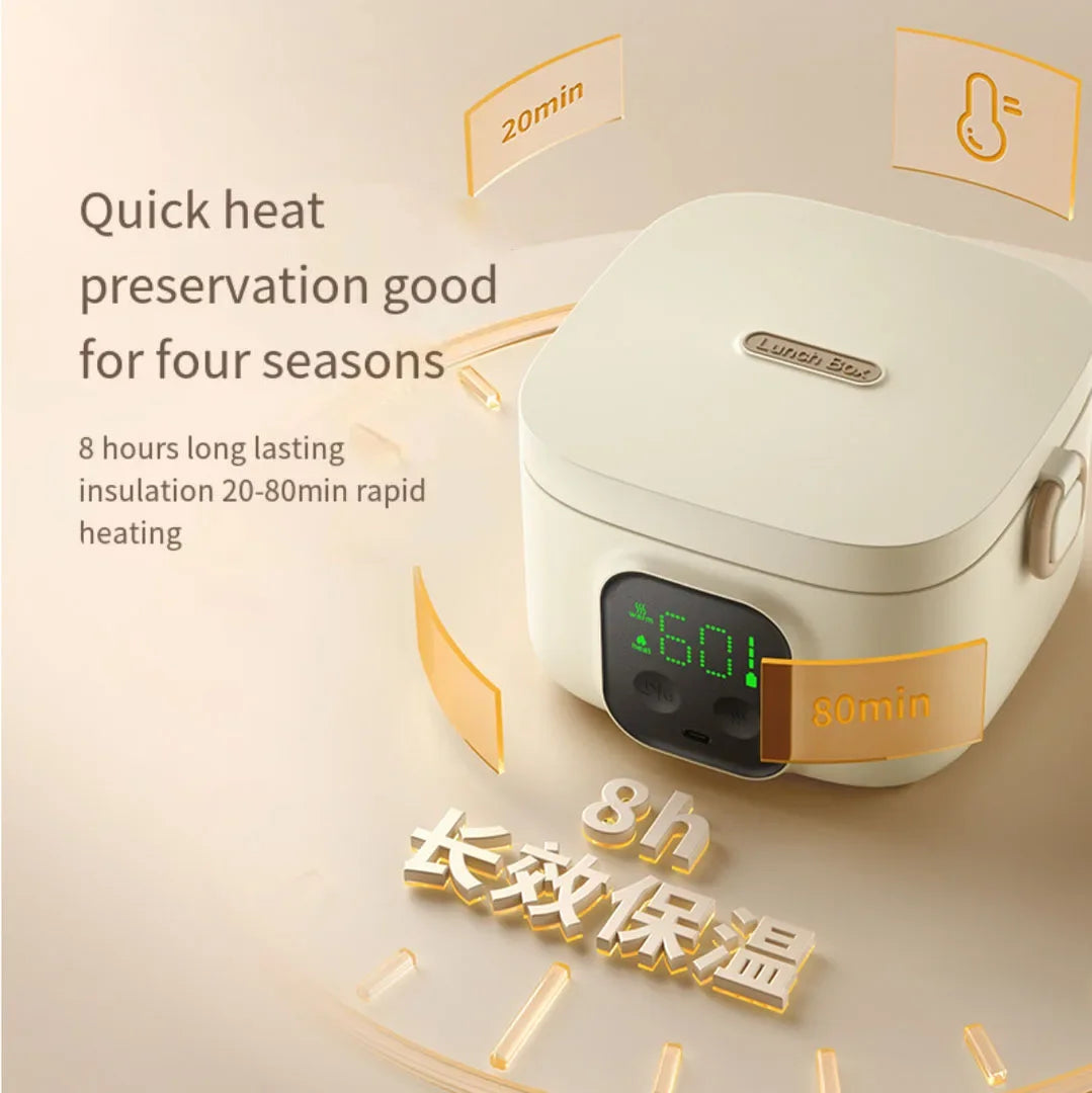 Portable Wireless Water-Free Heating Lunch Box Small Capacity for Baby Camping Trips LCD Display Rechargeable Electric Lunch Box - V.I.P Digital Presence