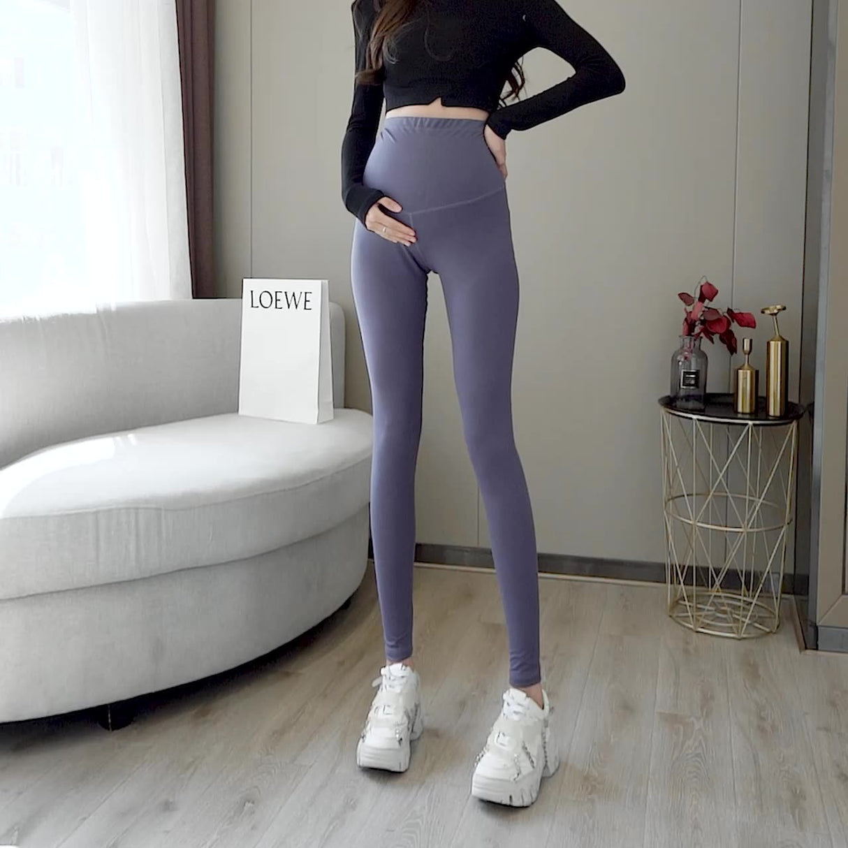Pregnant Women's Shark Pants Do Not Drop Off Leggings Double Sided Brushed Large Size 100kg High Waist Hip Lifting Barbie Pants - V.I.P Digital Presence
