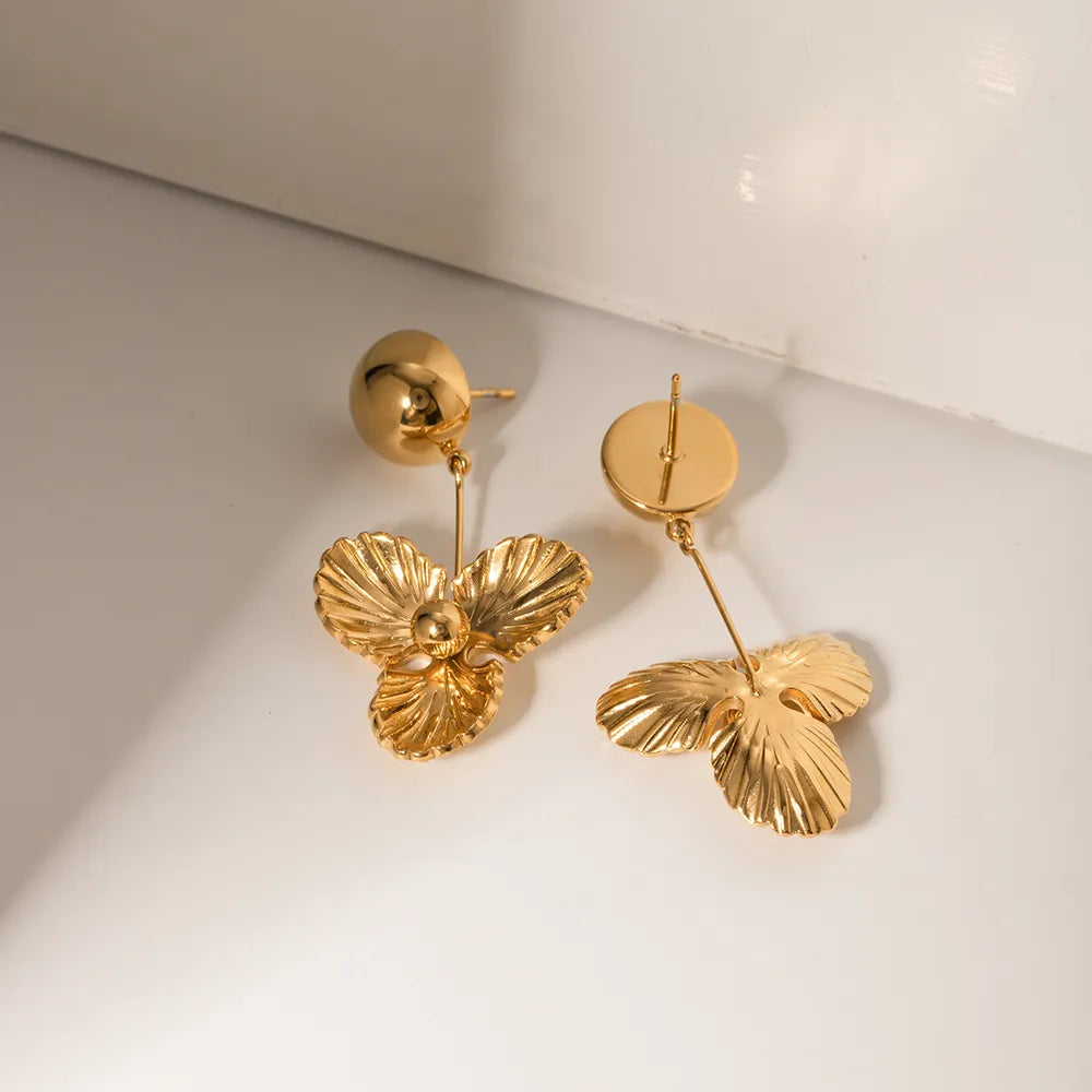Stainless Steel Flower Dangle Earrings - V.I.P Digital Presence