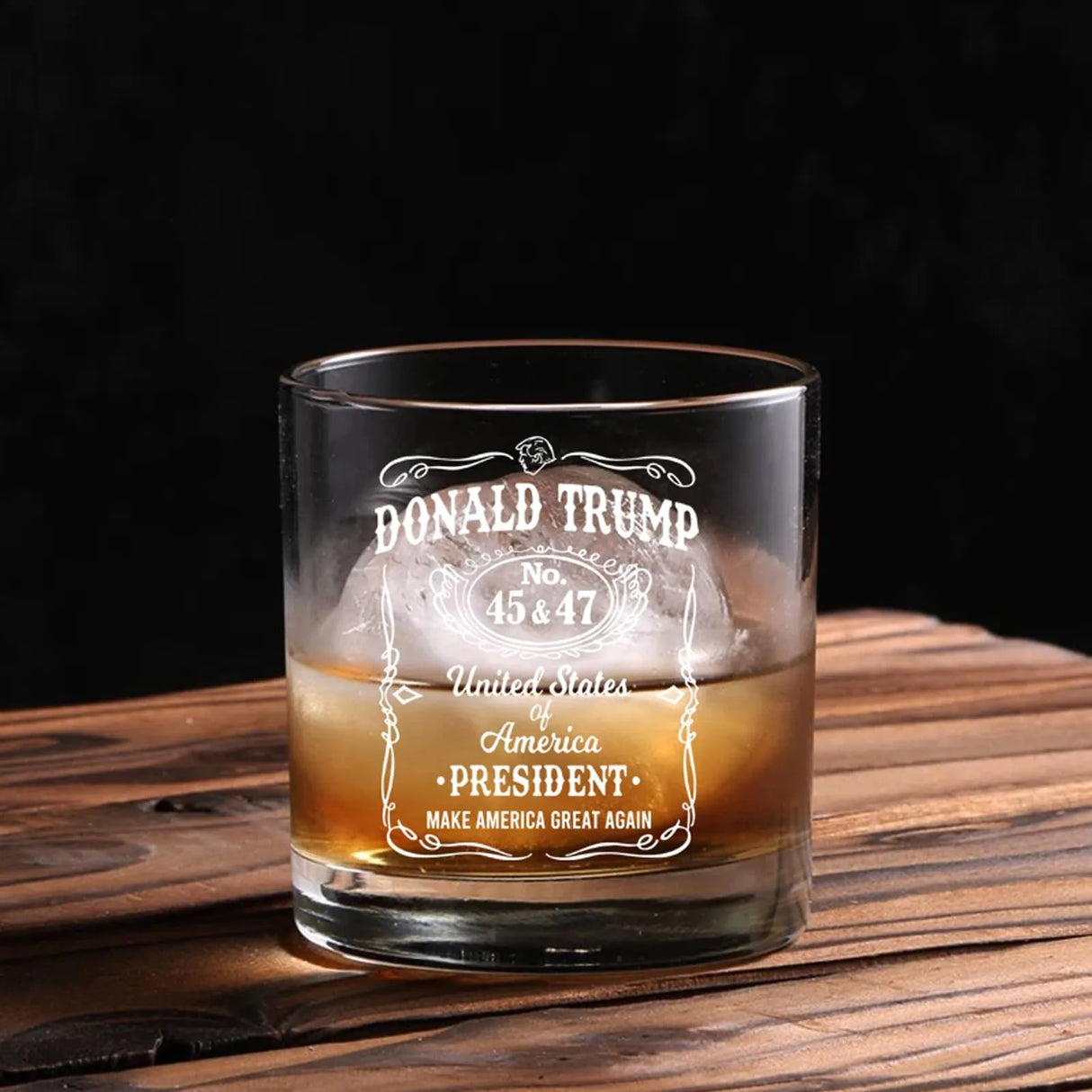 Transparent whiskey glass round straight mouth glass household wine glass beer cup bar tumbler kitchen utensil Trump print glass - V.I.P Digital Presence