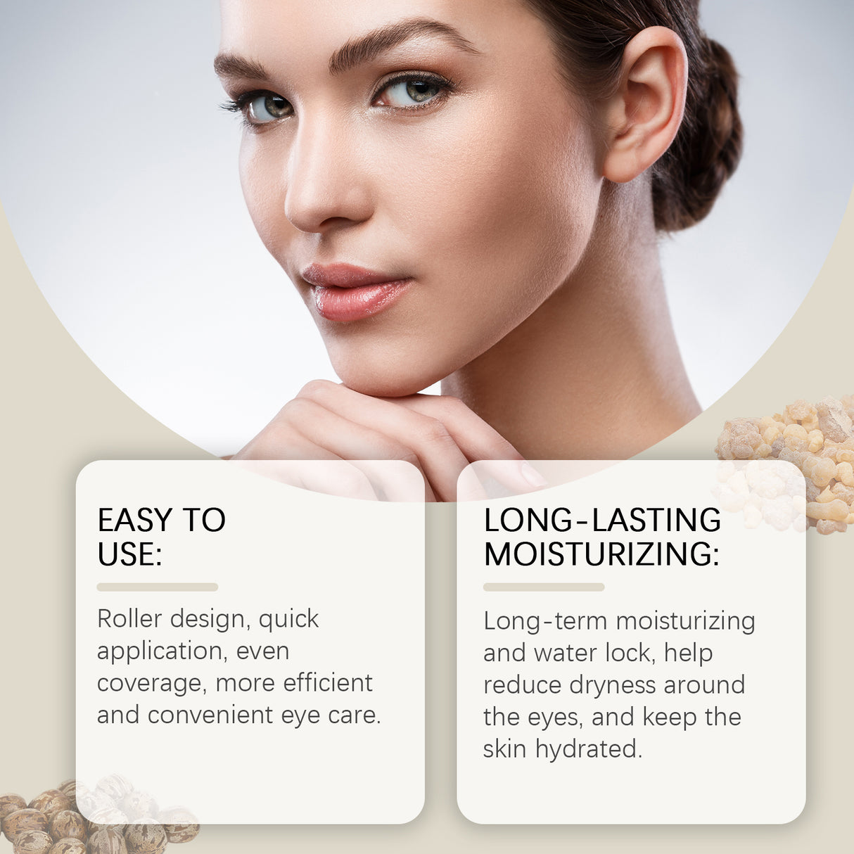 Aceite esencial para el contorno de ojos, reduce las líneas finas e hidrata la piel. Tratamiento de masaje diario hidratante para el contorno de ojos.