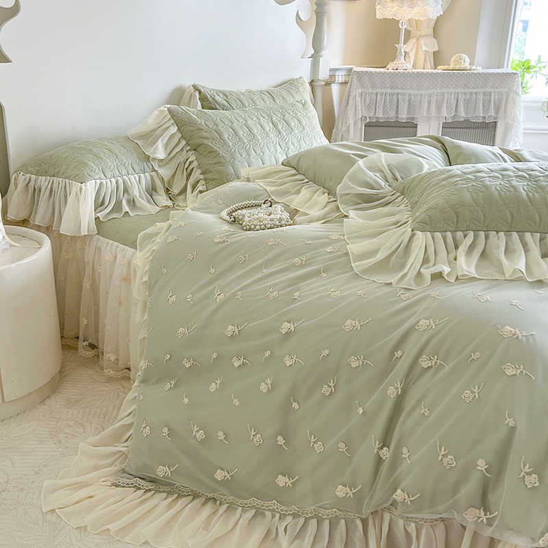 Cotton padded bed skirt with princess style pure cotton lace lace bed sheet and duvet cover - V.I.P Digital Presence