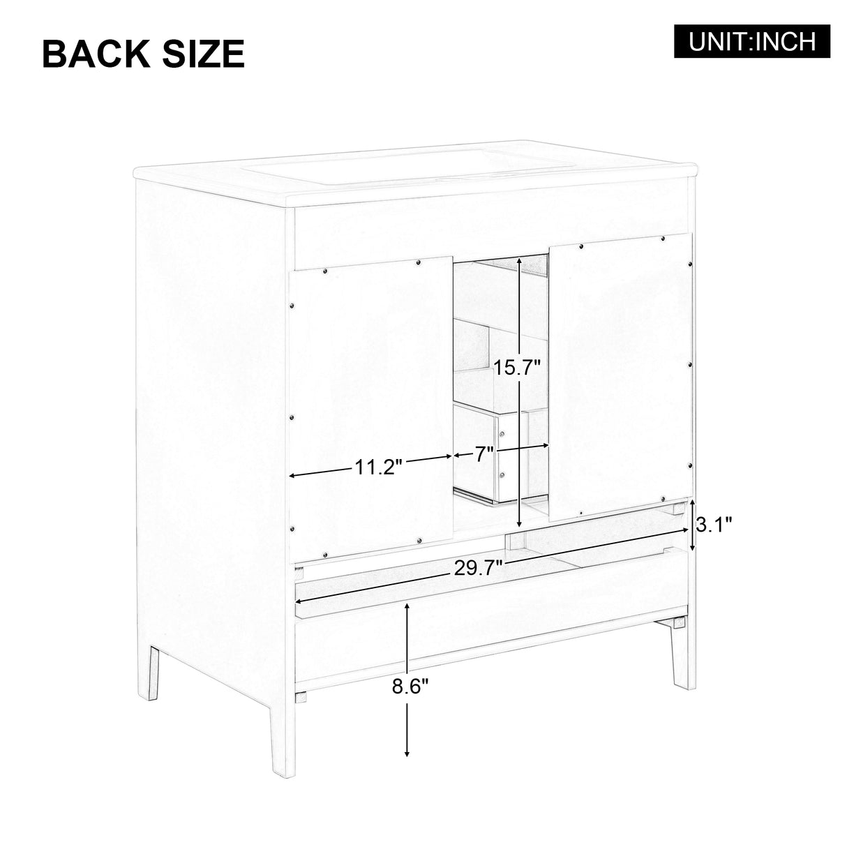 30" Bathroom Vanity with Sink, Multi-functional Bathroom Cabinet with Doors and Drawers, Solid Frame and MDF Board, Grey - V.I.P Digital Presence