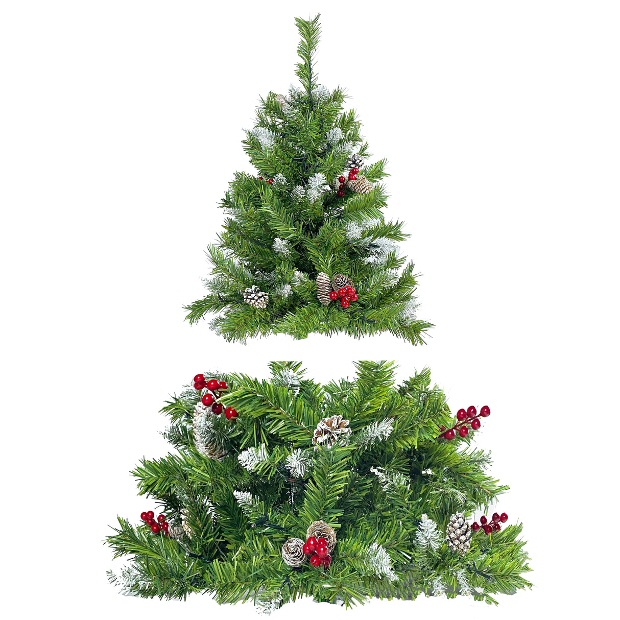 Christmas Tree Artificial Christmas 4-piece Set, including flower wreath, flower wreath, and 2 entrance trees, with LED lights - V.I.P Digital Presence