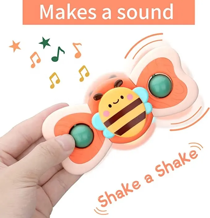 3pcs cartoon baby bath toy bee butterfly snail insect cute rotating fidget spinner toy with suction cup for kids gifts wholesale - V.I.P Digital Presence