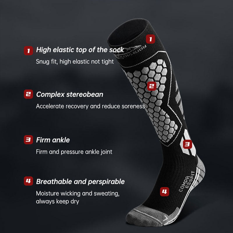 Winter ski socks men and women outdoor sports warm breathable long tube thickening pressure function calf socks - V.I.P Digital Presence