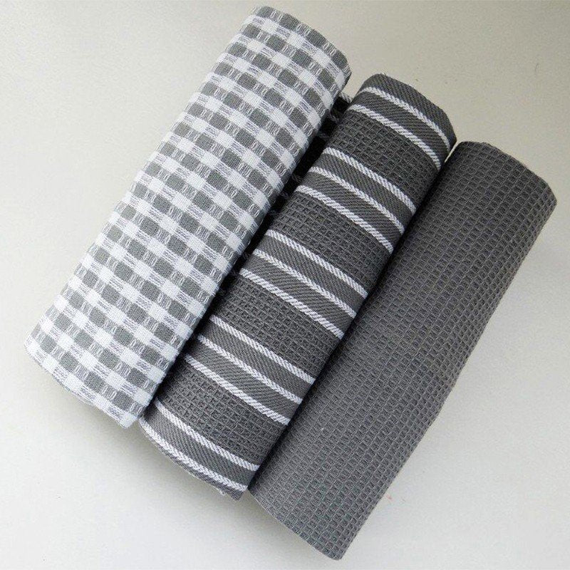 3 paños de cocina clásicos 100 % algodón natural, absorbentes y sin pelusa.