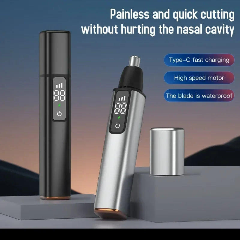 Portable LED Display Nose Hair Remover Electric Nose Hair Trimmer USB Charging Safety Face Hair Cleaning Care Kit - V.I.P Digital Presence