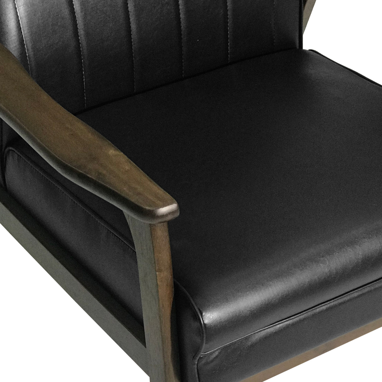 Mid Century Modern Upholstered Accent Chair, Matte Black Faux Leather - V.I.P Digital Presence