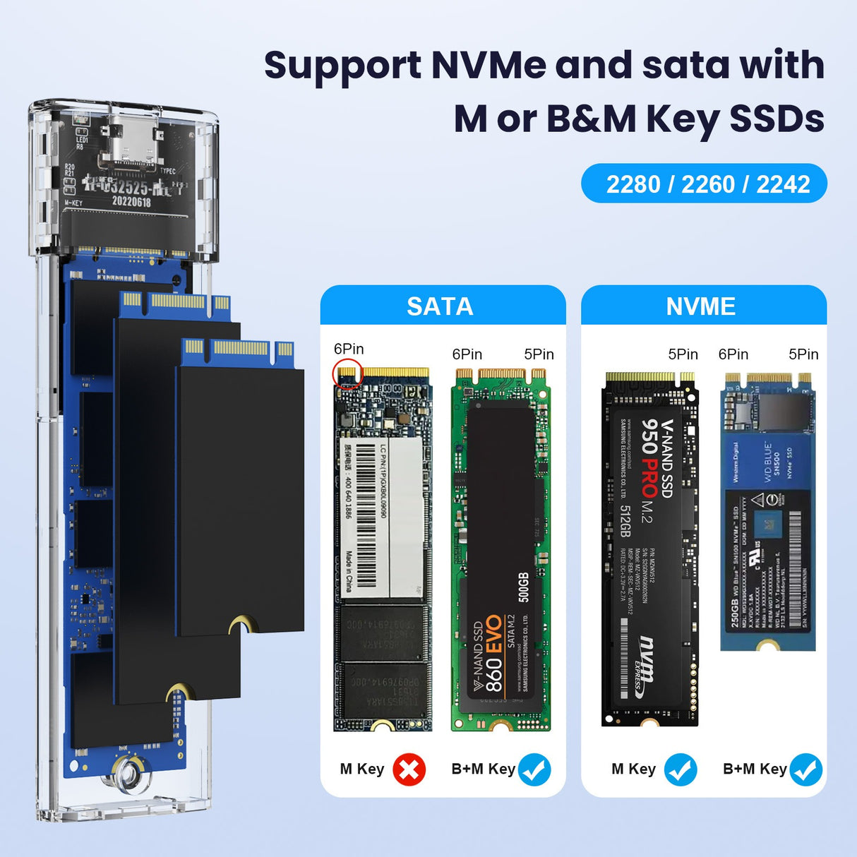 Tool free portable hard drive case transparent NVMe 10Gb M2 solid-state drive case type-C3.1 - V.I.P Digital Presence