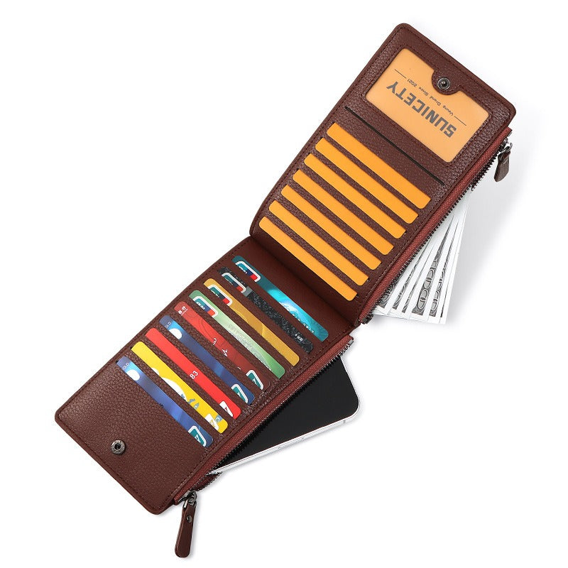 Anti Theft Brush Trend Long Men's Purse PU Large Capacity Multi Card Change Bag - V.I.P Digital Presence
