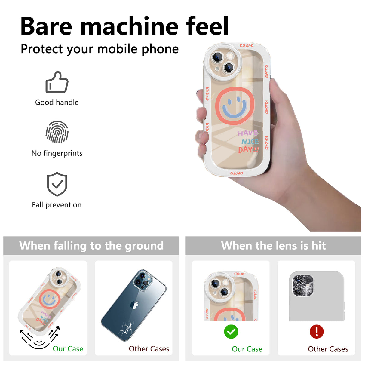 Funda para iPhone 14 con cara sonriente, transparente, para Apple 13 Pro, 12, 11, todo incluido, para hombre y mujer, XR, XS Max, funda protectora