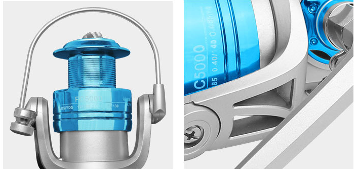 Carrete de pesca LINNHUE FA1000-6000, carrete metálico sin huecos, arrastre máximo de 8 kg, carrete giratorio para lucio de alta velocidad 5.2:1, equipo de pesca