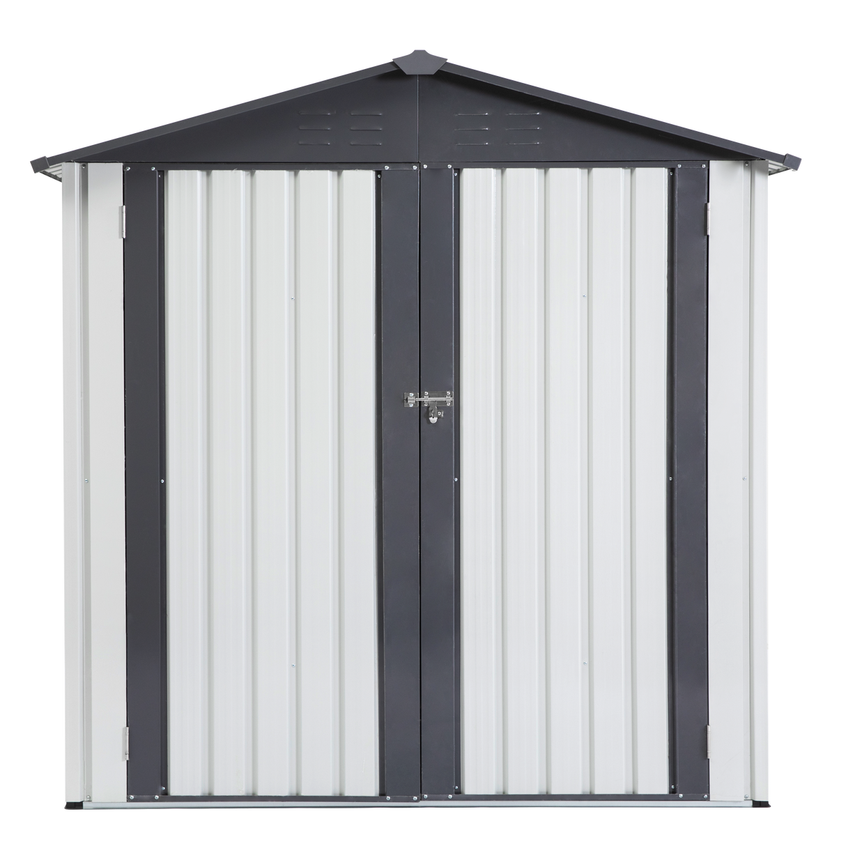 XWT014 Garden Metal Storage Shed Gray White 6x4x6ft outdoor storing tools Rainproof Hinge door version - V.I.P Digital Presence