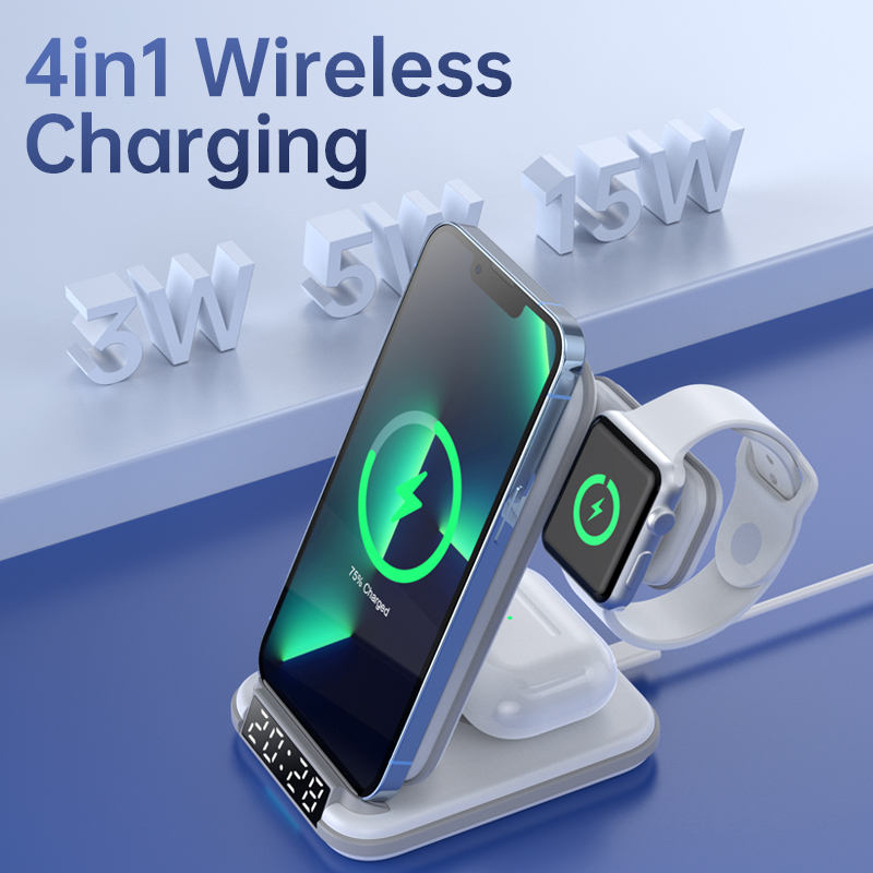 Private Four in One Wireless Charging Stand up Desktop Clock Wireless Charger Suitable for iPhone 13/14 - V.I.P Digital Presence