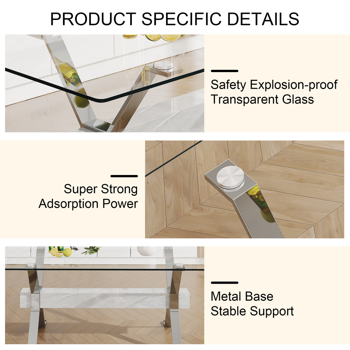 Dining table Modern tempered glass dining table 79 ''x39''x30 '' 1105 - V.I.P Digital Presence