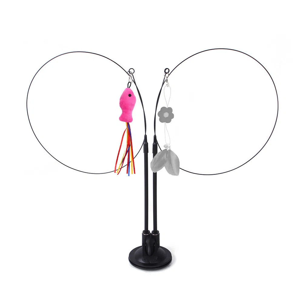 Suction cup cat toy stick that can be attached and held with steel wire multi head interchangeable cat toy and pet supplies - V.I.P Digital Presence