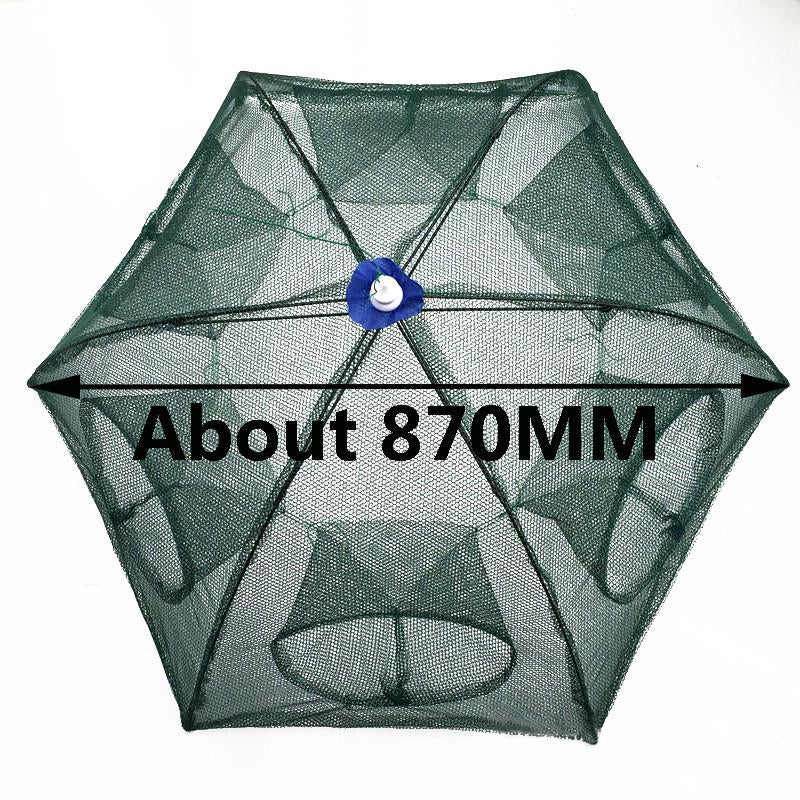 Red de pesca hexagonal portátil plegable de 6 agujeros