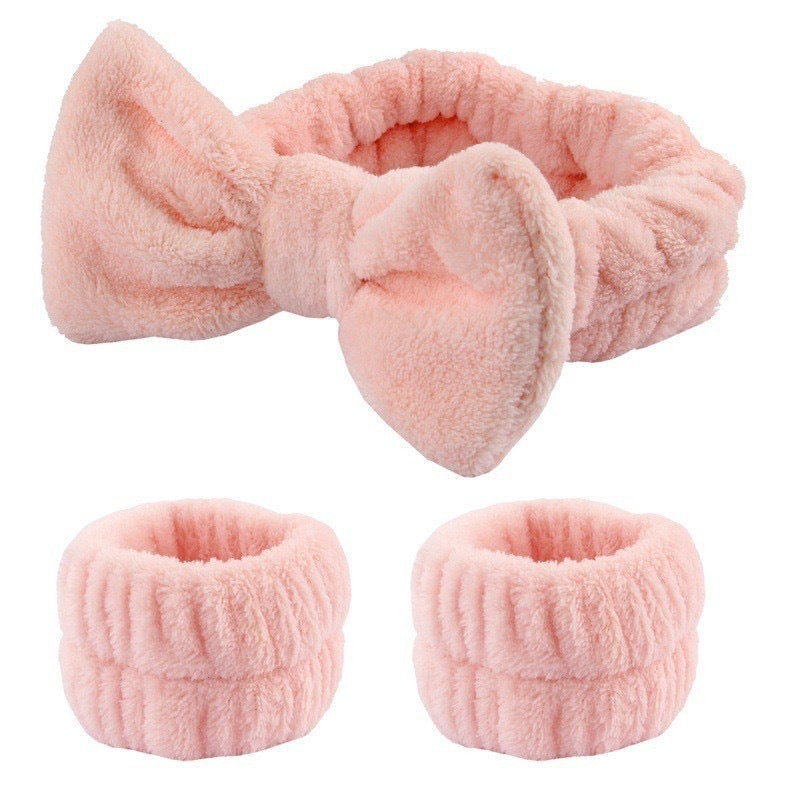 Wash face headband waterproof wrist strap set butterfly bow simple headband wrist 3-piece set - V.I.P Digital Presence