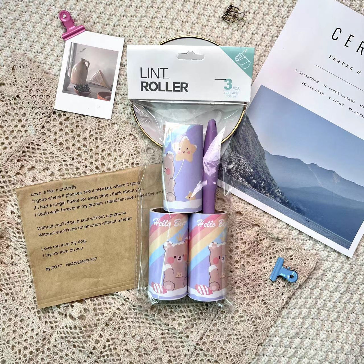 Cartoon pattern lint remover lint roller dust removal paper tearable clothing lint remover - V.I.P Digital Presence