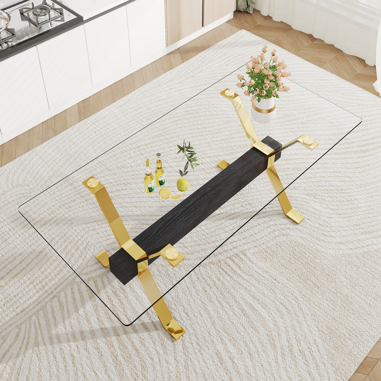 Dining table Modern tempered glass dining table Large modern office desk - V.I.P Digital Presence