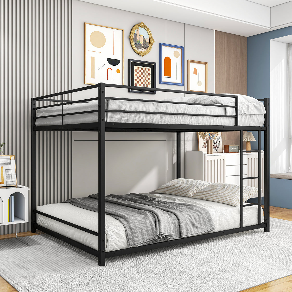 Metal Bunk Bed Full Over Full Bunk Bed Frame with Safety Guard Rails Heavy Duty Space-Saving Design Easy Assembly Black - V.I.P Digital Presence