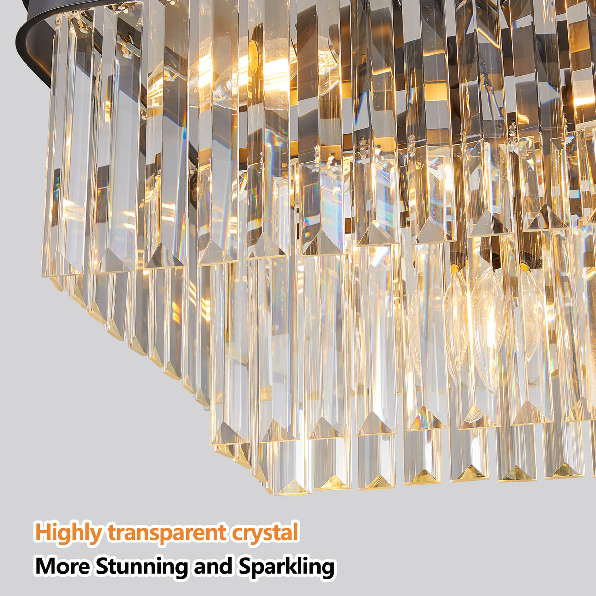 Chandeliers,Rectangular Crystal Chandelier Adjustable,E12 Modern Industrial Crystal Lights (Bulb Not Included) - V.I.P Digital Presence