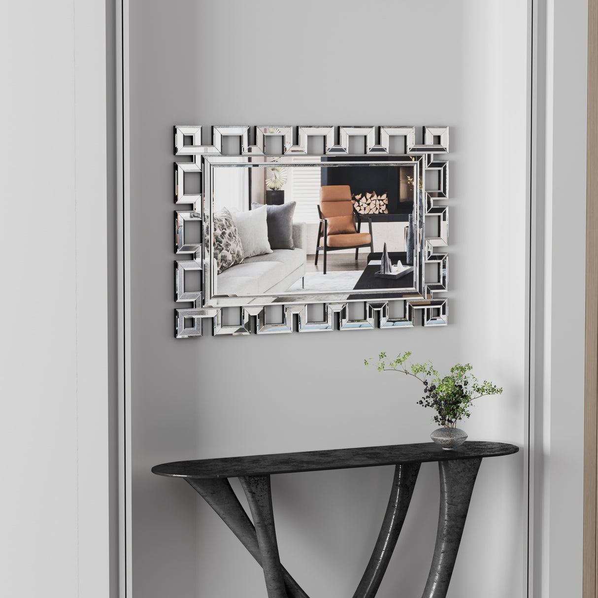 Large Wall-Mounted Silver Decorative Rectangular Wall Mirror for Home, Living Room, Bedroom, Entryway (clear HD mirror) - V.I.P Digital Presence