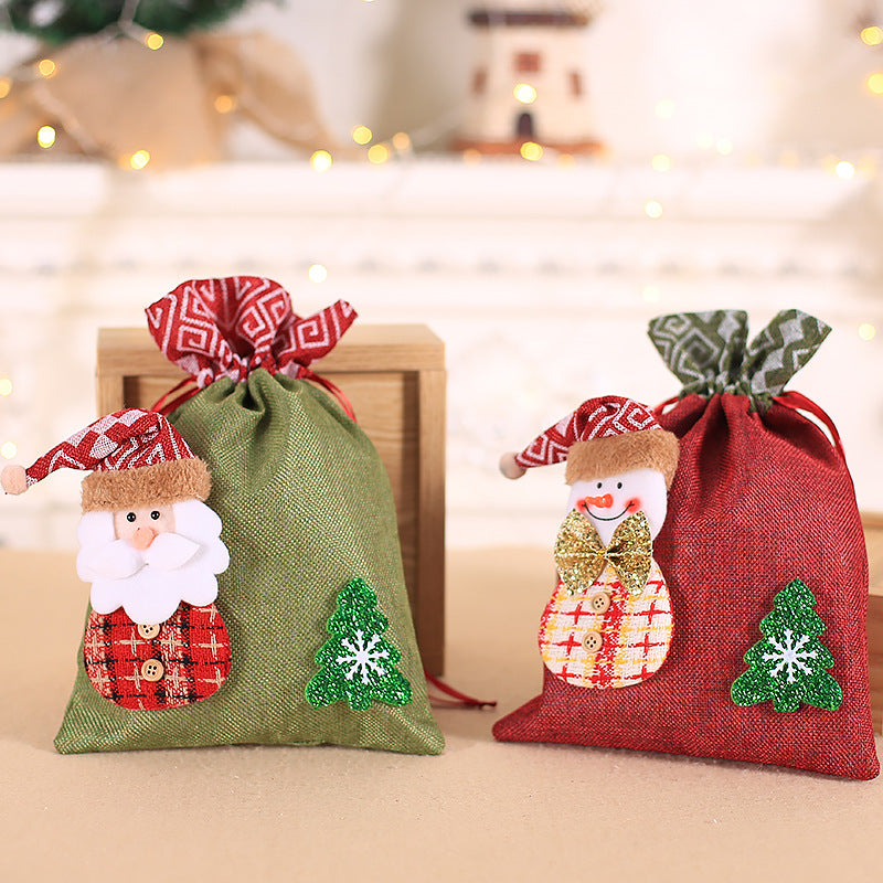 Christmas decoration gift bag, children's linen bundle mouth apple bag, candy biscuit bag, Christmas gift bag - V.I.P Digital Presence