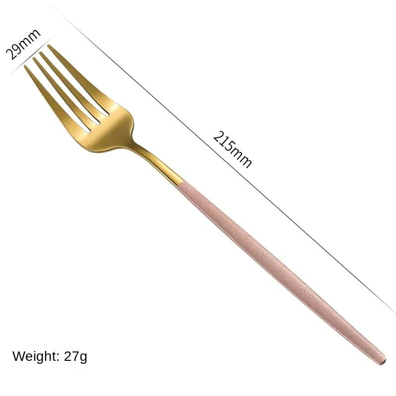 Stainless Steel Cutlery Set with Portuguese Gold Spray Painted Steak Knife, Fork, Spoon, and Tea Spoon 4-Piece Gift Pack - V.I.P Digital Presence